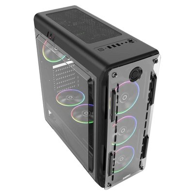 Case ATX GAMEMAX Optical, w/o PSU, 4x120mm ARGB fans, Fan controller, Transparent, USB3.0, Black 115889 фото
