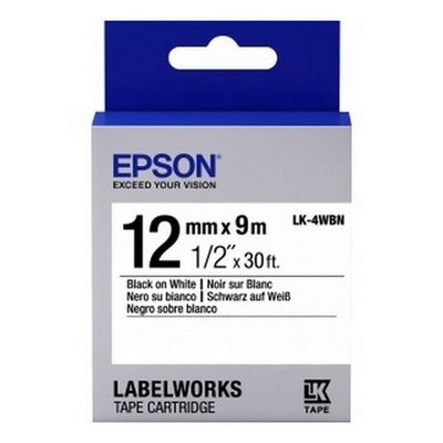 Tape Cartridge EPSON LK4WBH; 12mm/2m Heat Resistant, Black/White, C53S654025 124393 фото