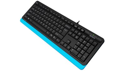Keyboard A4Tech FK10, Multimedia Hot Keys, Laser Inscribed Keys , Splash Proof, Black/Blue, USB 112650 фото