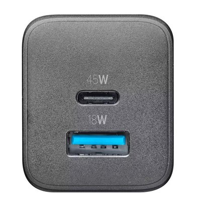 Wall Charger GAN Cellularline, 2 Ports, PD + USB, 45W, Black 145680 фото