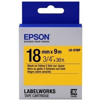 Tape Cartridge EPSON LK5YBP; 18mm/9m Pastel, Black/Yellow, C53S655003 125345 фото