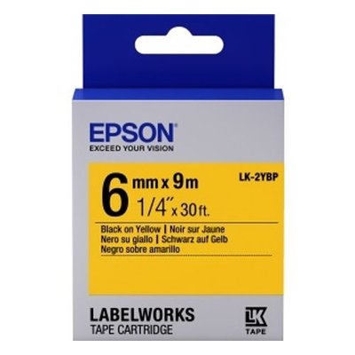 Tape Cartridge EPSON LK2YBP; 6mm/9m Pastel, Black/Yellow, C53S652002 124385 фото