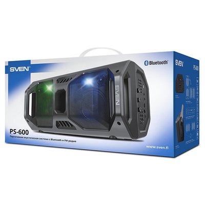 Partybox SVEN "PS-600" 50w, Black, Bluetooth, microSD, FM, AUX, USB, LED, power:8000mA, USB, DC5V 106005 фото
