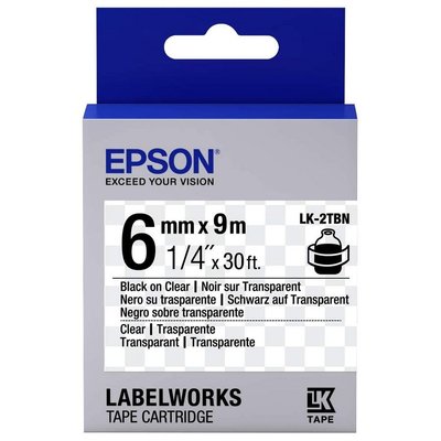 Tape Cartridge EPSON LK2TBN; 6mm/9m Transparent, Blk/Clear, C53S652004 117058 фото