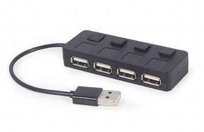 USB 2.0 Hub 4-port with switches, Gembird "UHB-U2P4-05", Black 202973 фото