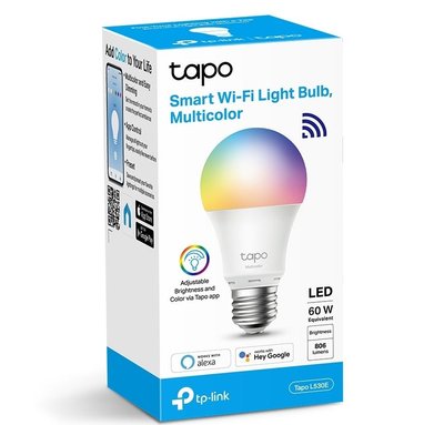 TP-LINK "Tapo L530E(2-pack)", Smart Wi-Fi LED Bulb with Dimmable Light, Multicolor, 2500-6500K, 806l 136354 фото